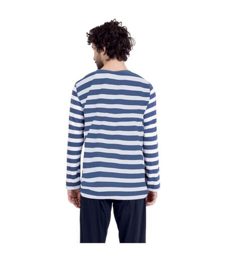 Pyjama long col rond homme Rayures Ocean Club Athena