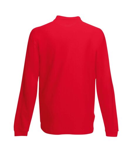 Polo À Manches Longues Homme Rouge Fruit Of The Loom