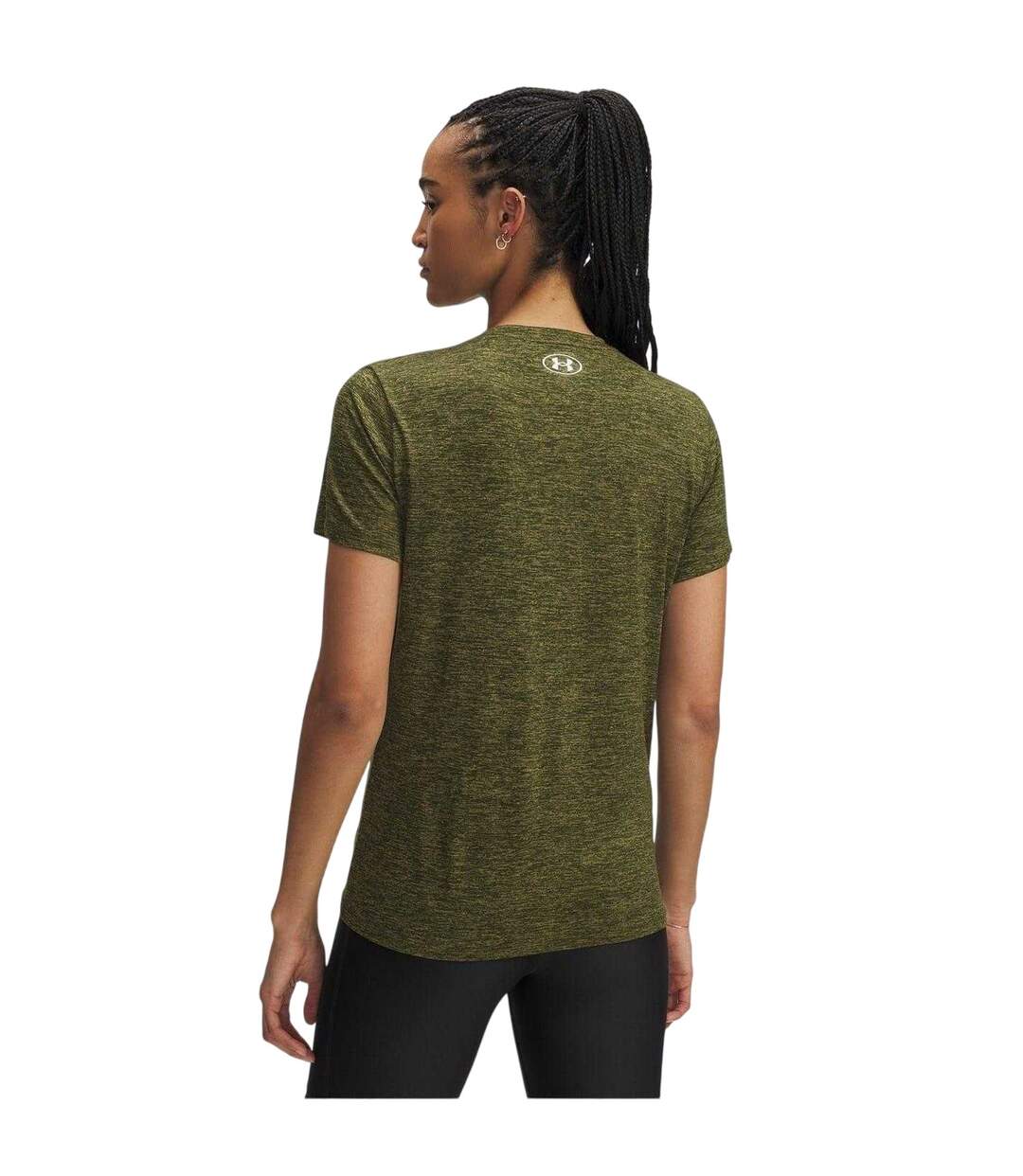 Womens/ladies Twist V Neck Loose Fit T-shirt Olive Green Under Armour-2