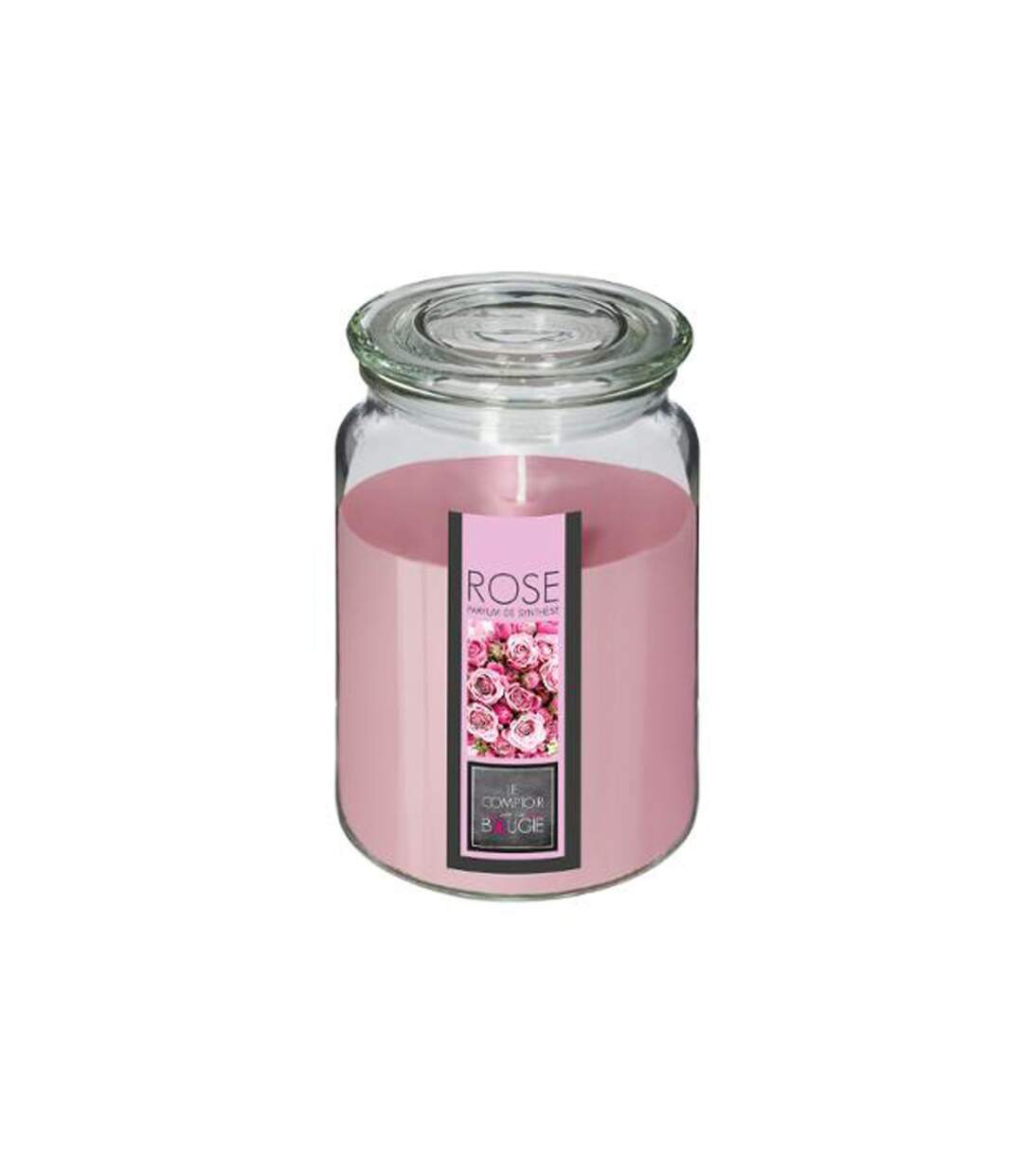 Bougie Parfumée en Verre Couvercle 510g Rose-1