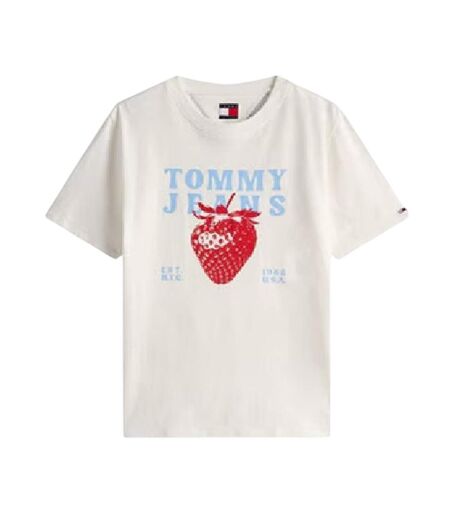 T-shirt Motif/style Fraise Femme Écru Tommy Jeans
