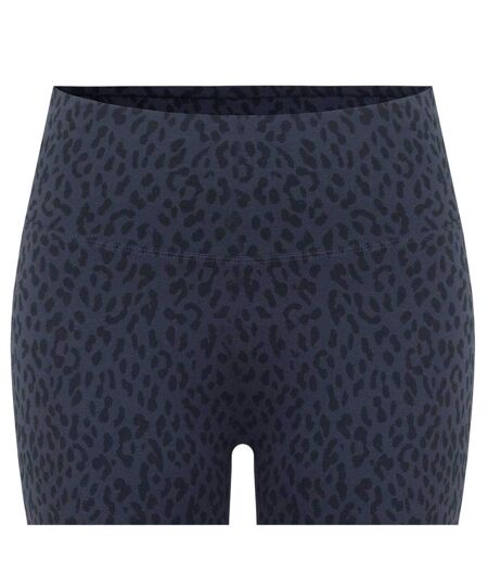 Womens/ladies Leopard Print Leggings Animalier Black Miso