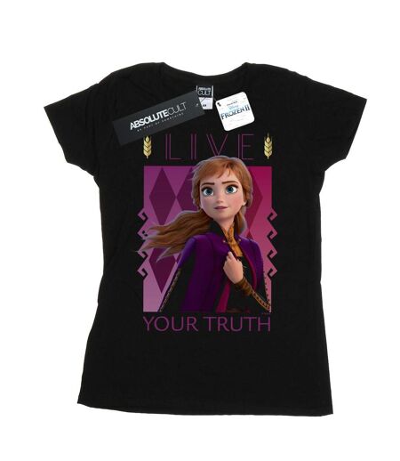 Disney Womens/Ladies Frozen 2 Anna Live Your Truth - T-shirt en coton (Noir) - UTBI21801
