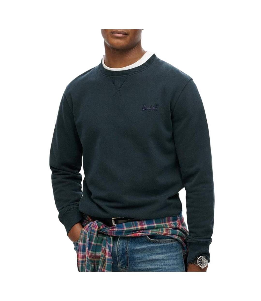 Sweat marine homme superdry essential logo crew-1