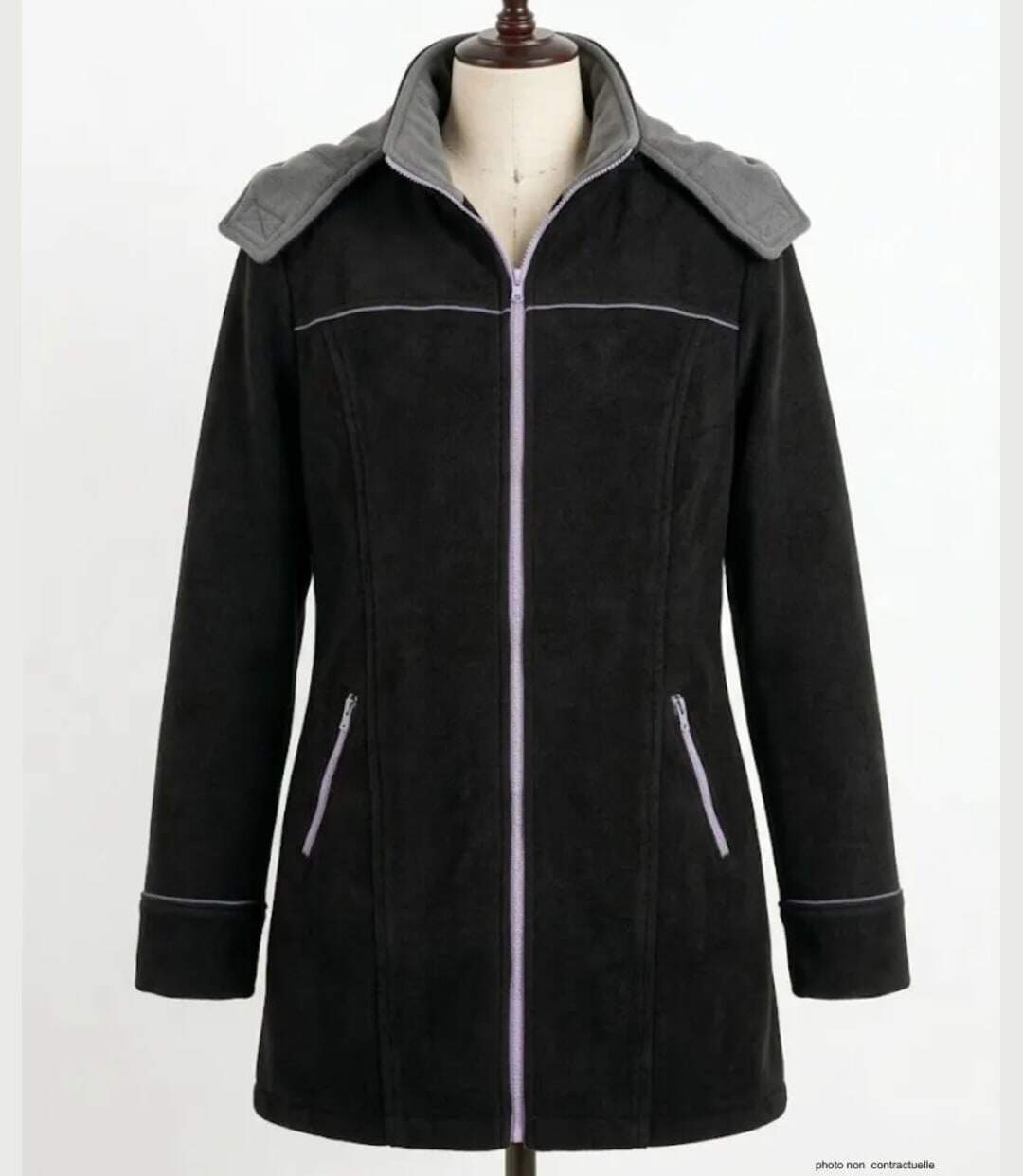 Manteau Caban Femme Tokyo4 Noir en Maille Contre-collée (Mayflower)-4