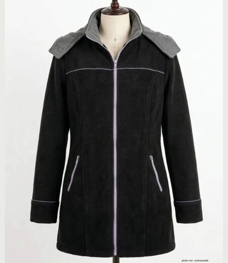 Manteau Caban Femme Tokyo4 Noir en Maille Contre-collée (Mayflower)