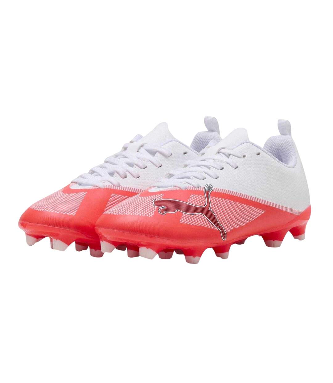 Childrens/kids Ultra 7.4 Firm Ground Football Boots White Red Puma-4