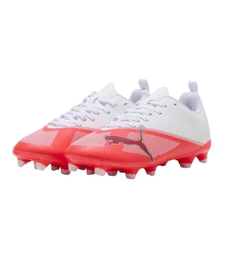 Childrens/kids Ultra 7.4 Firm Ground Football Boots White Red Puma