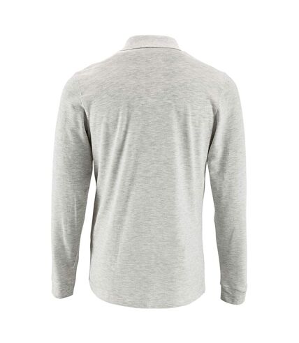 SOLS Mens Perfect Long Sleeve Pique Polo Shirt (Ash)
