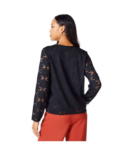 Womens/ladies lace long-sleeved top black Principles