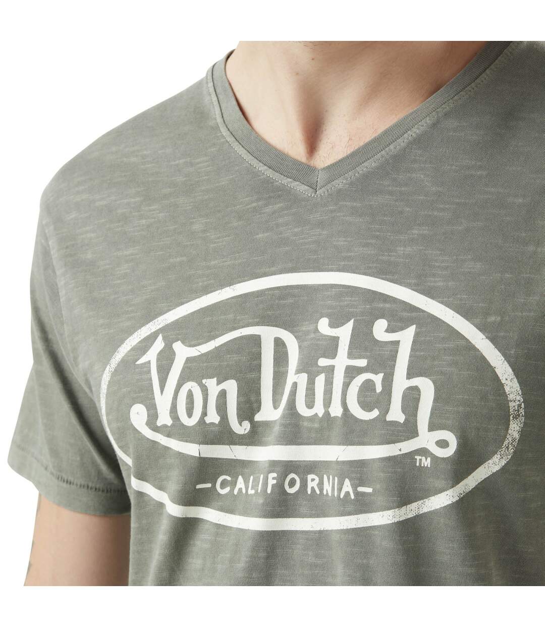 T-shirt homme col v avec logo en coton Tyron Vondutch-2