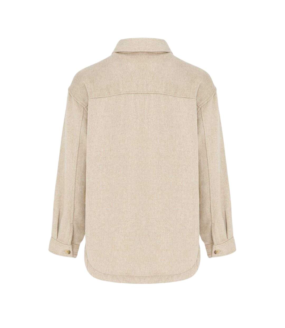 Womens/ladies Wool Long-sleeved Shirt Beige Miso-2