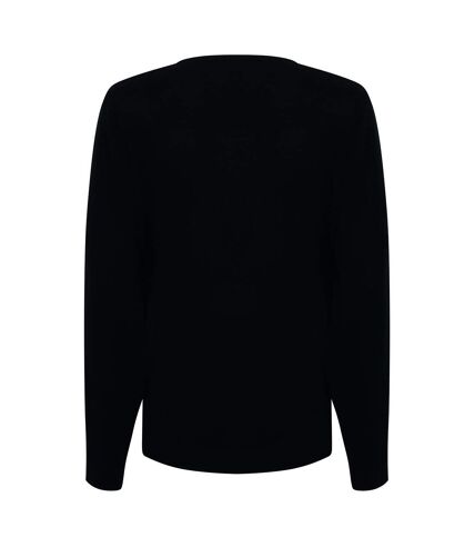 Henbury Womens/Ladies 12 Gauge Fine Knit V-Neck Jumper / Sweatshirt (Black) - UTRW660