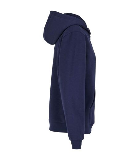 Womens/ladies Fluffy Full Zip Hoodie Navy Build Your Brand