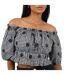 Womens/ladies Anglaise Gingham Puff Sleeve Top Black White Brave Soul-2