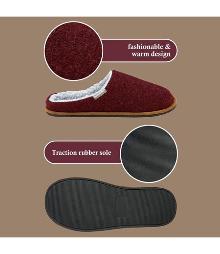Mens Plush Lined Mule Slippers With Memory Foam