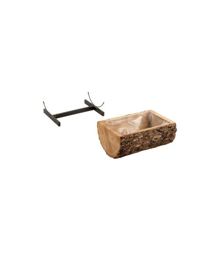 Cache-Pot sur Pied Tronc en Bois 40cm Naturel