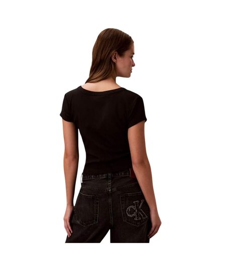Haut Court Motif/style Côtelé Femme Noir Calvin Klein