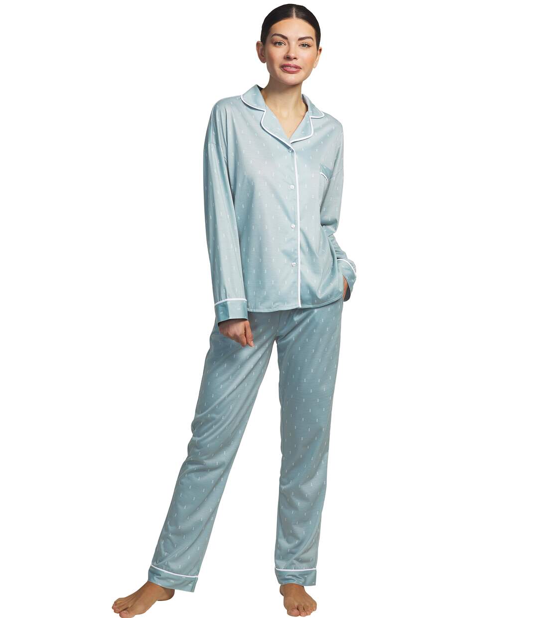 Pyjama pantalon chemise manches longues Algodon Selmark-1