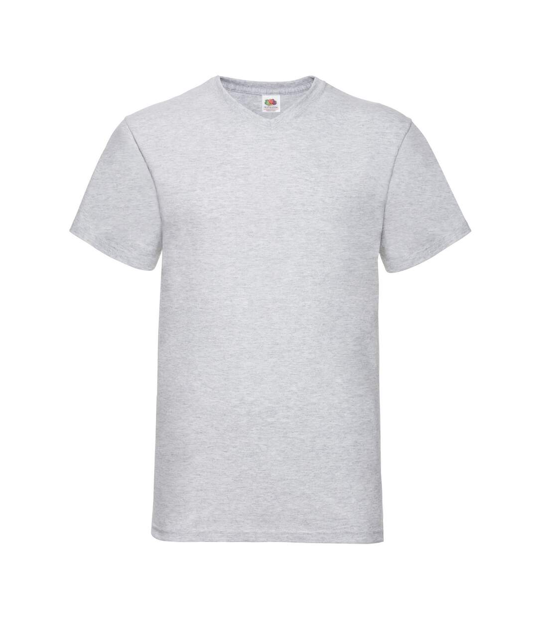 Mens Valueweight Heather V Neck T-shirt Grey Fruit Of The Loom-1
