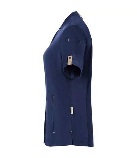 Womens/ladies Green-generation Short-sleeved Chef Jacket Steel Blue Karlowsky