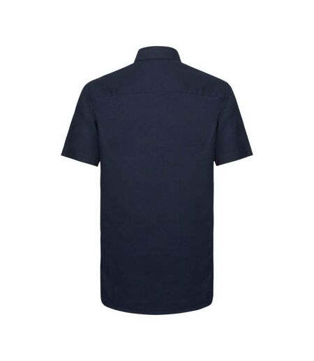 Russell Collection Mens Short Sleeve Easy Care Tailored Oxford Shirt (Bright Navy) - UTBC1016