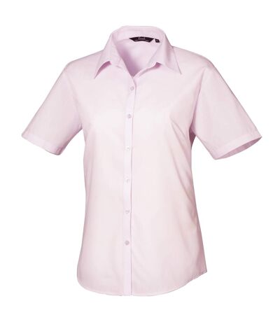 Premier Short Sleeve Poplin Blouse/Plain Work Shirt (Pink)