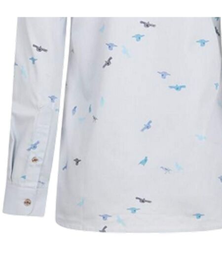 Chemise Motif/style Oiseaux Country Femme Blanc Bleu Musto
