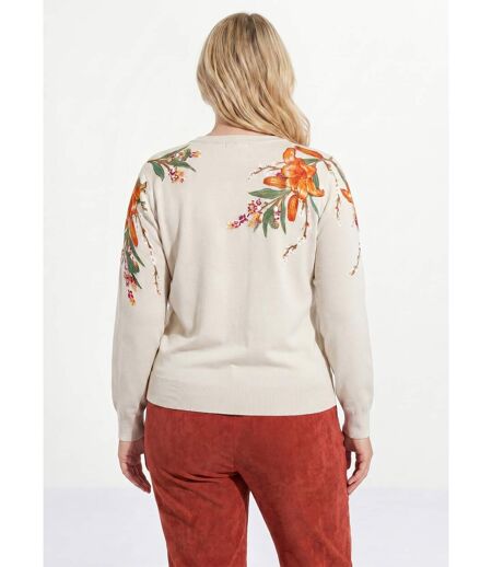Pull chaud col rond imprimé floral manches longues