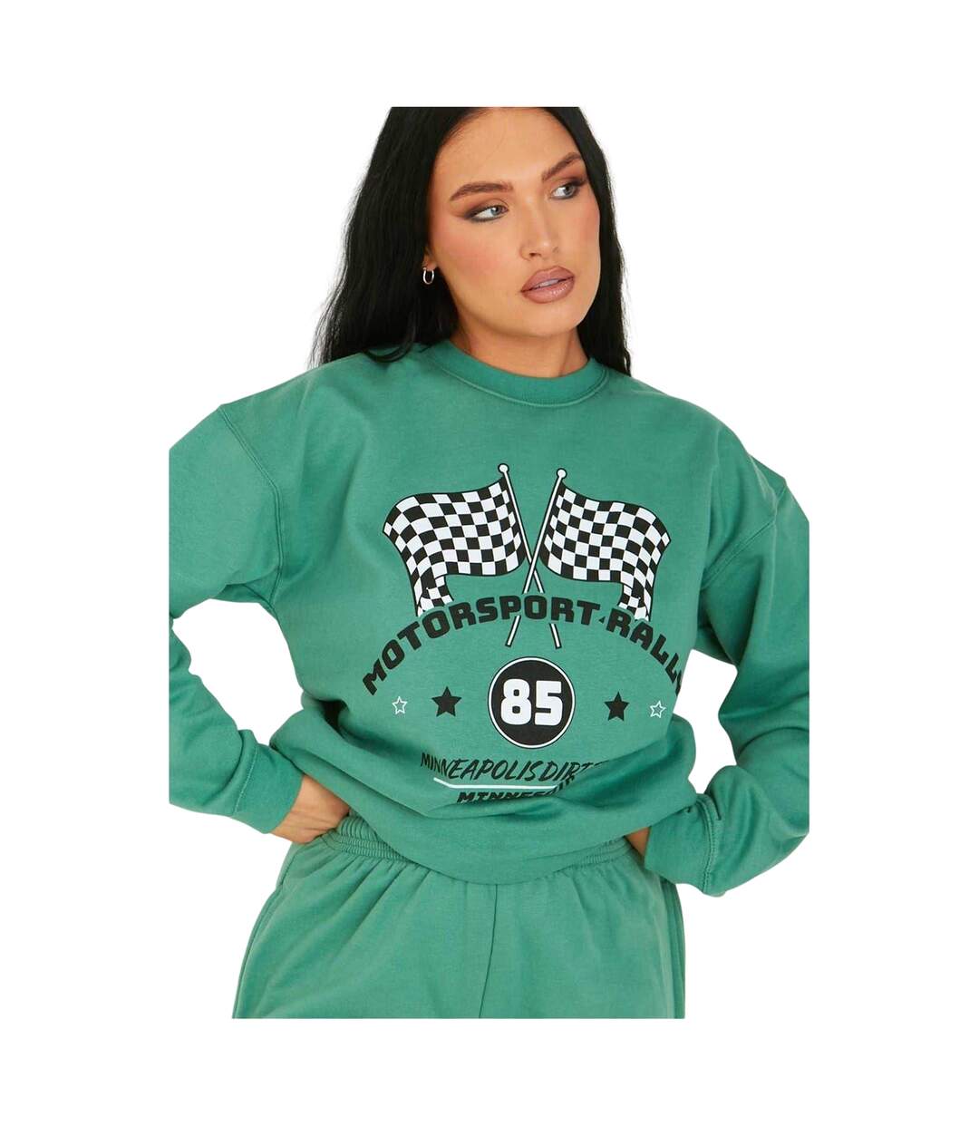 Sweat Motif/style Imprimé Graphique Femme Vert Missy Empire-3