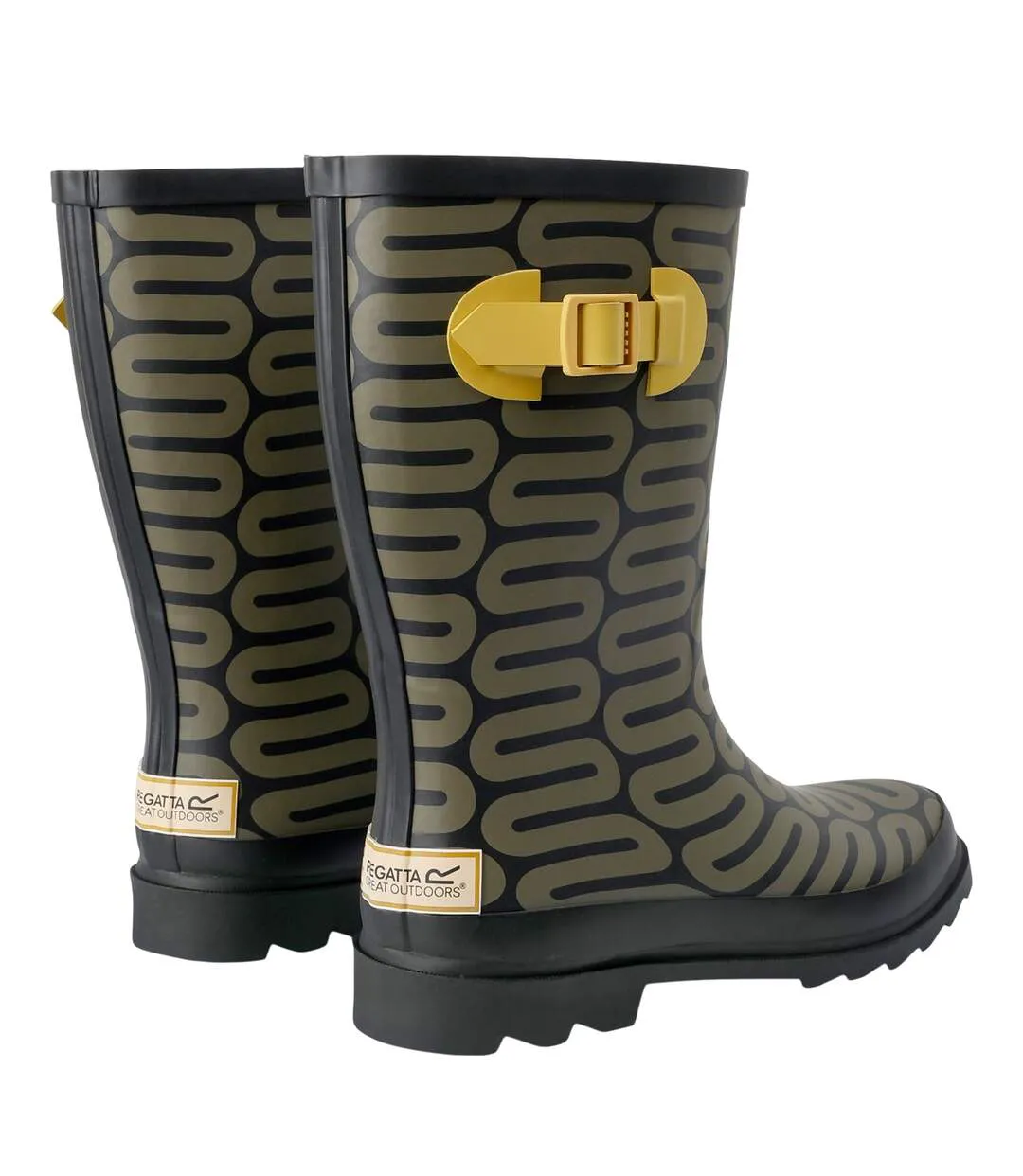 Womens/ladies Orla Kiely Spinning Flower Mid Calf Wellington Boots Olive Regatta-2