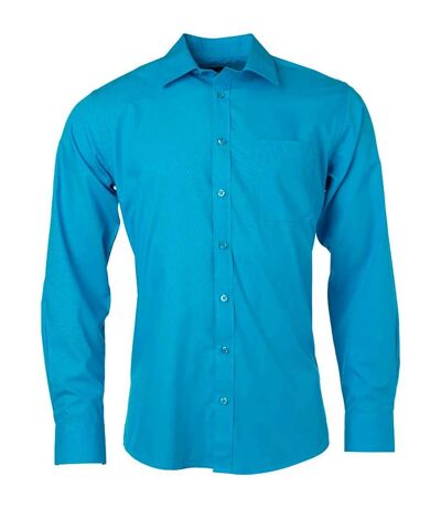 chemise popeline manches longues - JN678 - homme - bleu turquoise