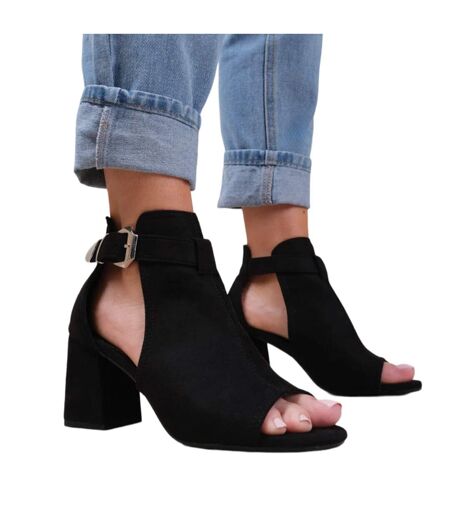 Womens/ladies lisa open toe block heel high heels black Where´s That From