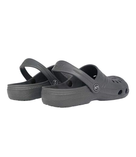 Mens Flat Clogs Charcoal Hot Tuna