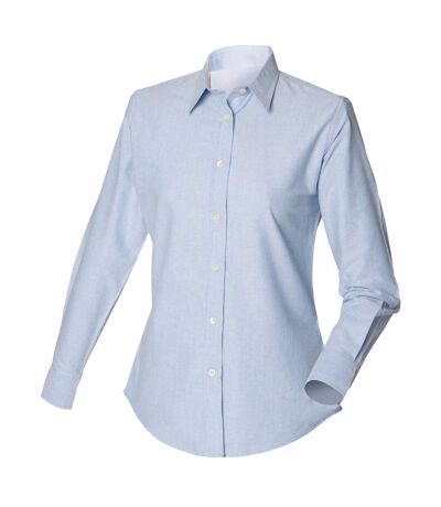 Henbury Womens/Ladies Long Sleeved Classic Oxford Work Shirt (Blue)