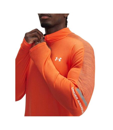Mens Technical Long-sleeved Running Sweatshirt Orange Under Armour