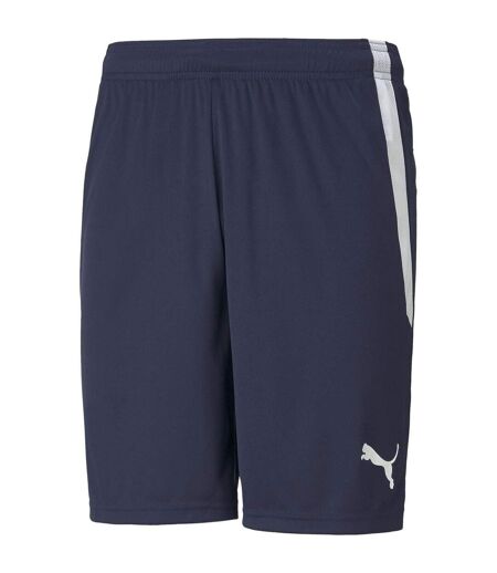 Short De Foot Motif/style Rayure Latérale Teamliga Homme Bleu Foncé Blanc Puma