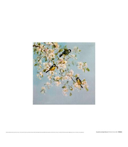 Fletcher Prentice - Poster SONG BIRDS AND APPLE BLOSSOM (Bleu / Blanc / Jaune) (30 cm x 30 cm) - UTPM3885