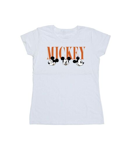 Disney T-shirt en coton Femme/Femme Mickey Mouse Faces (Blanc) - UTBI33632