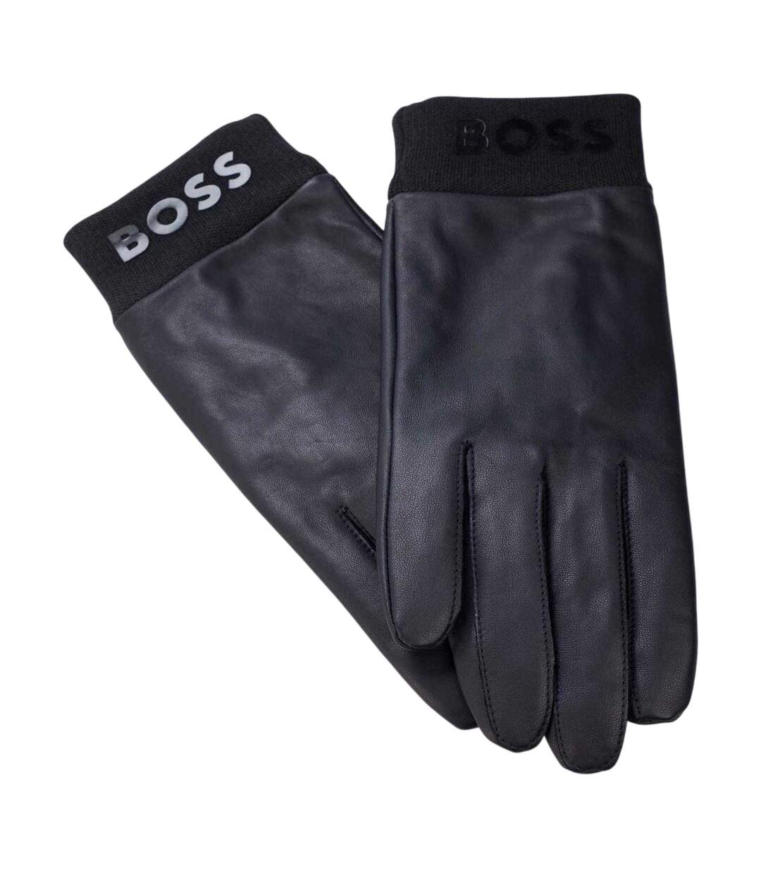 Mens Lambs Leather Gloves Dark Blue Boss-4