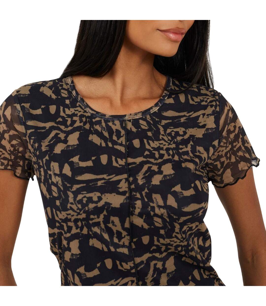 Haut Court Femme Beige Noir Brave Soul-4
