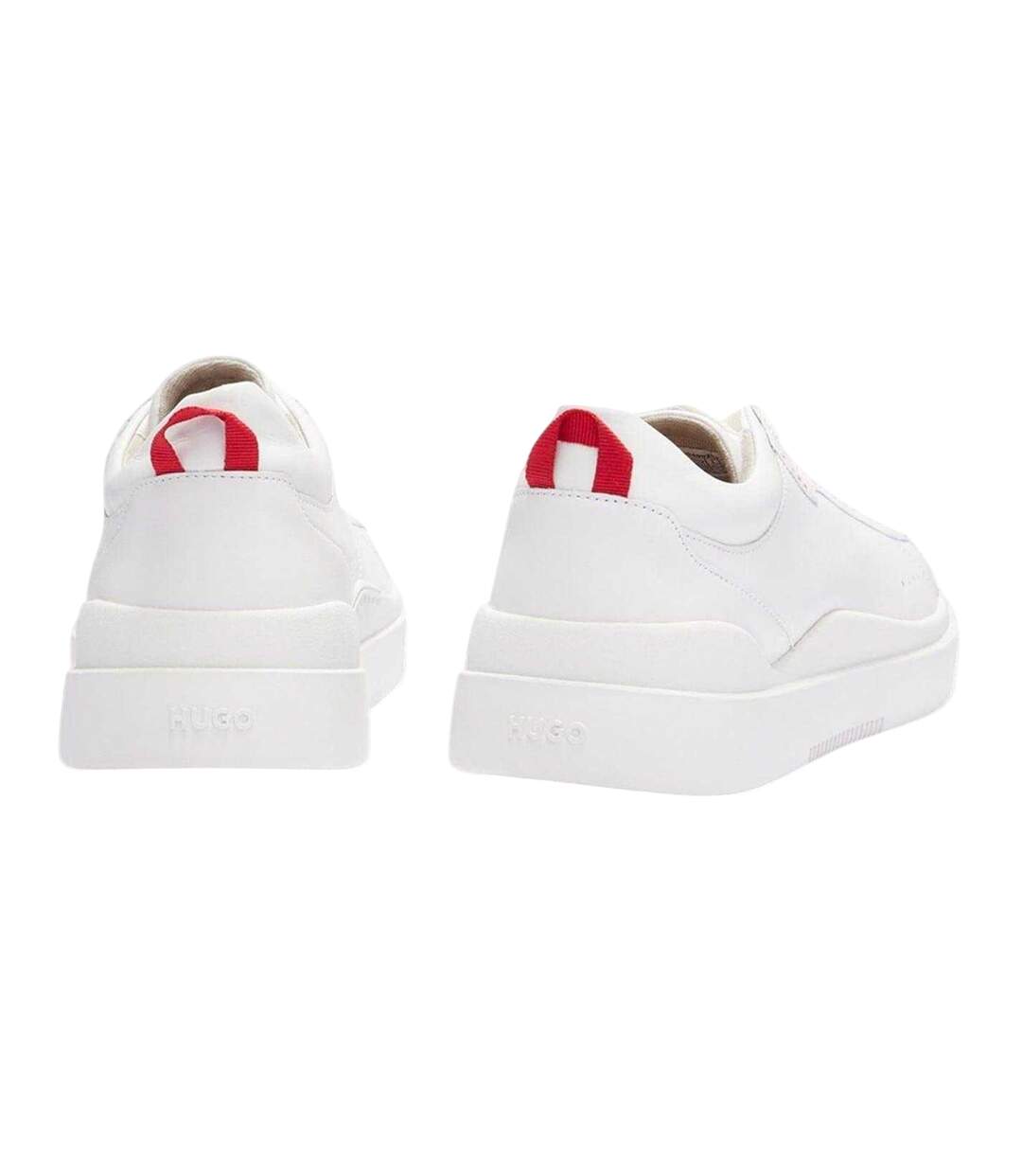 Mens Tenn Leather Flat Trainers White Hugo Boss-2