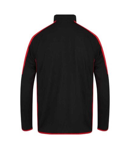 Mens contrast zip neck midlayer top black/red Finden & Hales