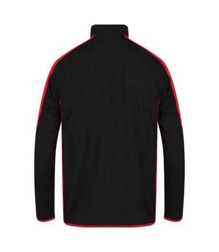 Mens contrast zip neck midlayer top black/red Finden & Hales