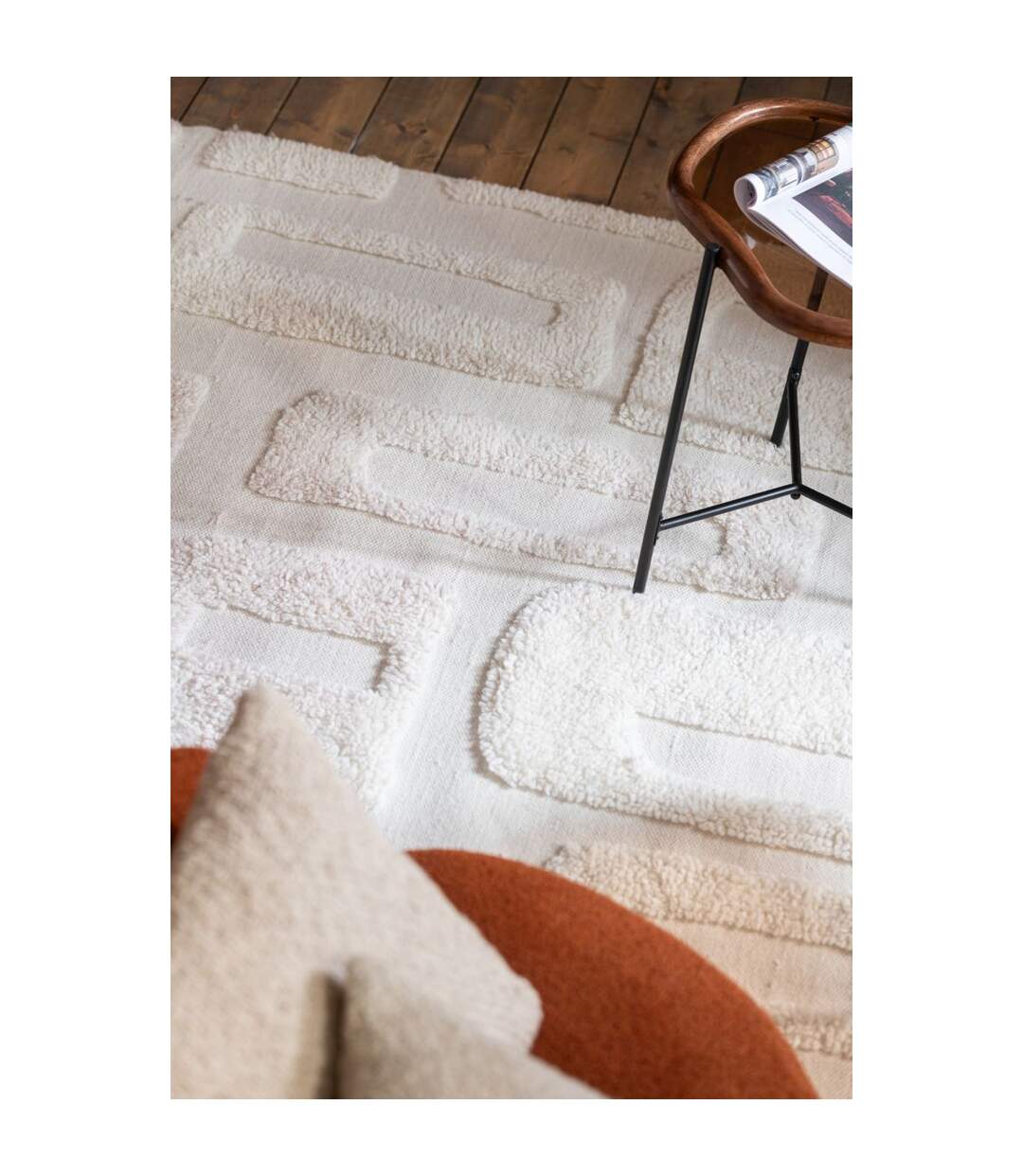 Tapis Déco en Laine Lignes Abstraites 200x300cm Écru-3