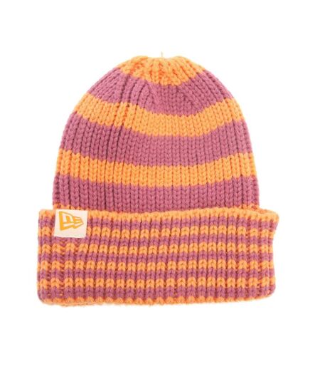 Stripe Knitted Beanie Orange New Era
