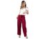 Pantalon uni en coton mélangé SHERINE framboise Coton Du Monde-1