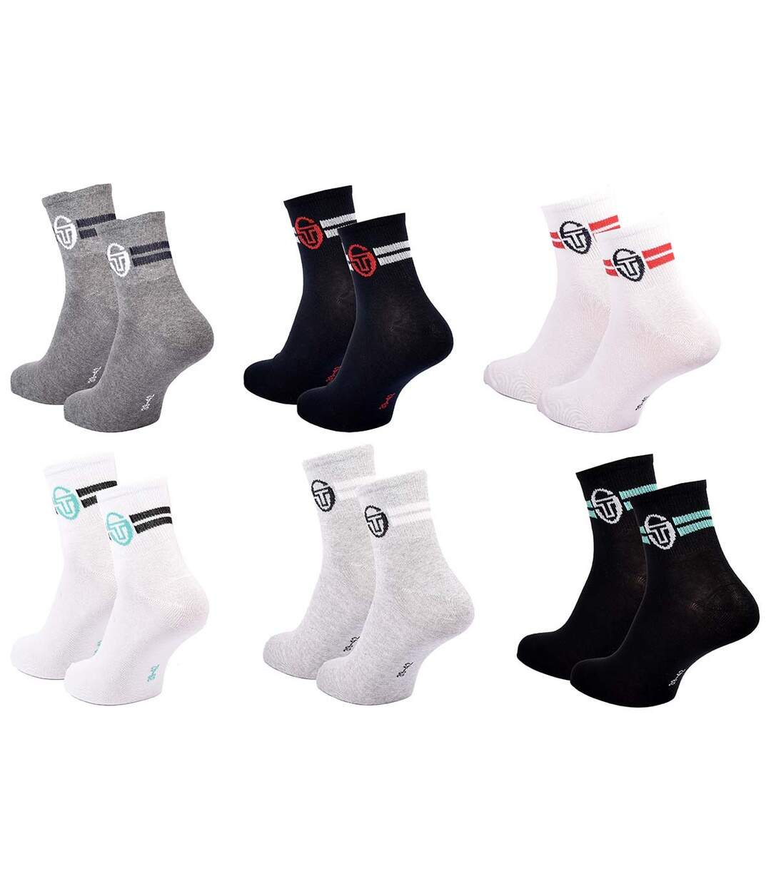 Chaussettes homme Sergio Tacchini Socquettes QUARTER Pack de 6 paires QUARTER TACCHINI Logo-3