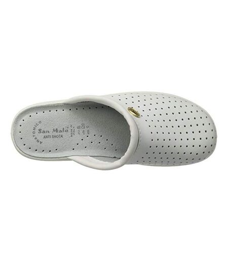 Dek Womens/Ladies Coated Leather Clogs (White) - UTDF375