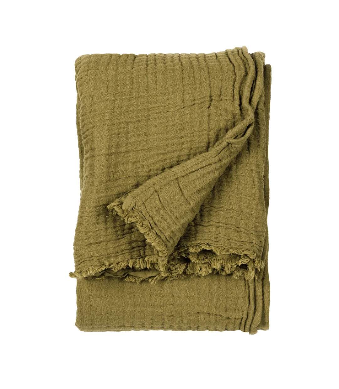 Lark muslin crinkled throw khaki green Yard-1